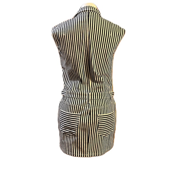 Current Elliot The Sleeveless Jumpsuit Dress White Navy Stripes Stretch Denim - Picture 5 of 16